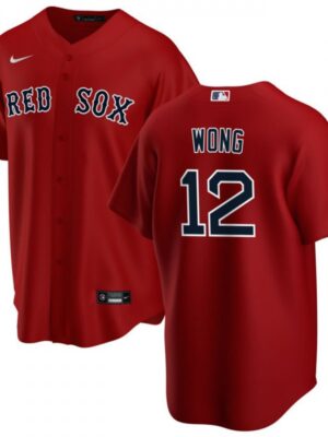 Men's Boston Red Sox #12 Connor Wong Red Cool Base Stitched Jersey