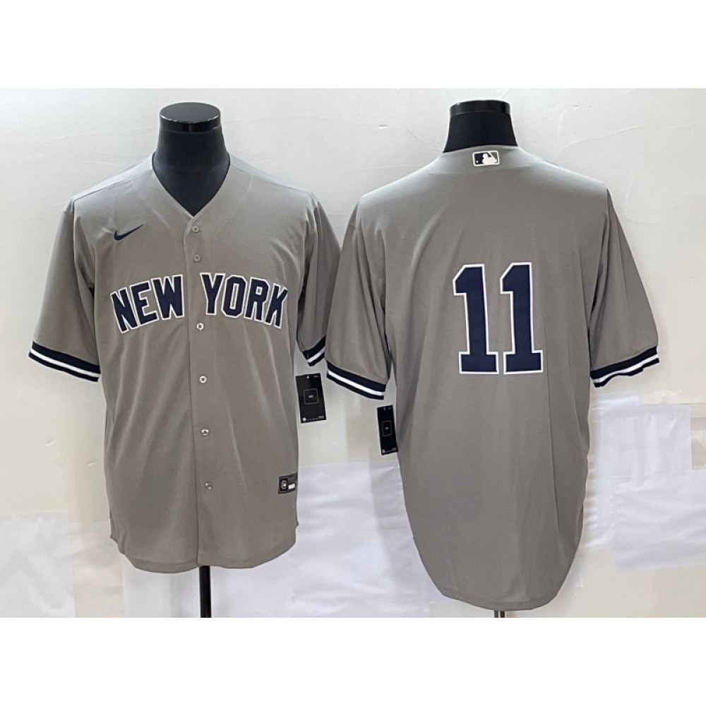 Men’s New York Yankees #11 Anthony Volpe Gray Cool Base Stitched Baseball Jersey