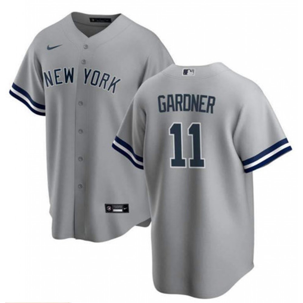 Men’s New York Yankees #11 Brett Gardner Grey Stitched Jersey