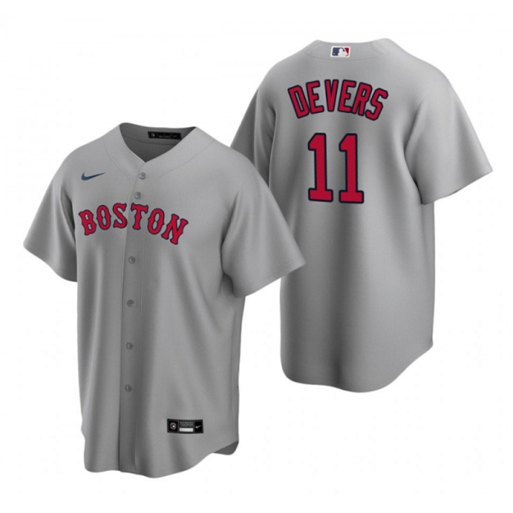 Men’s Boston Red Sox #11 Rafael Devers Grey Cool Base Stitched Jersey