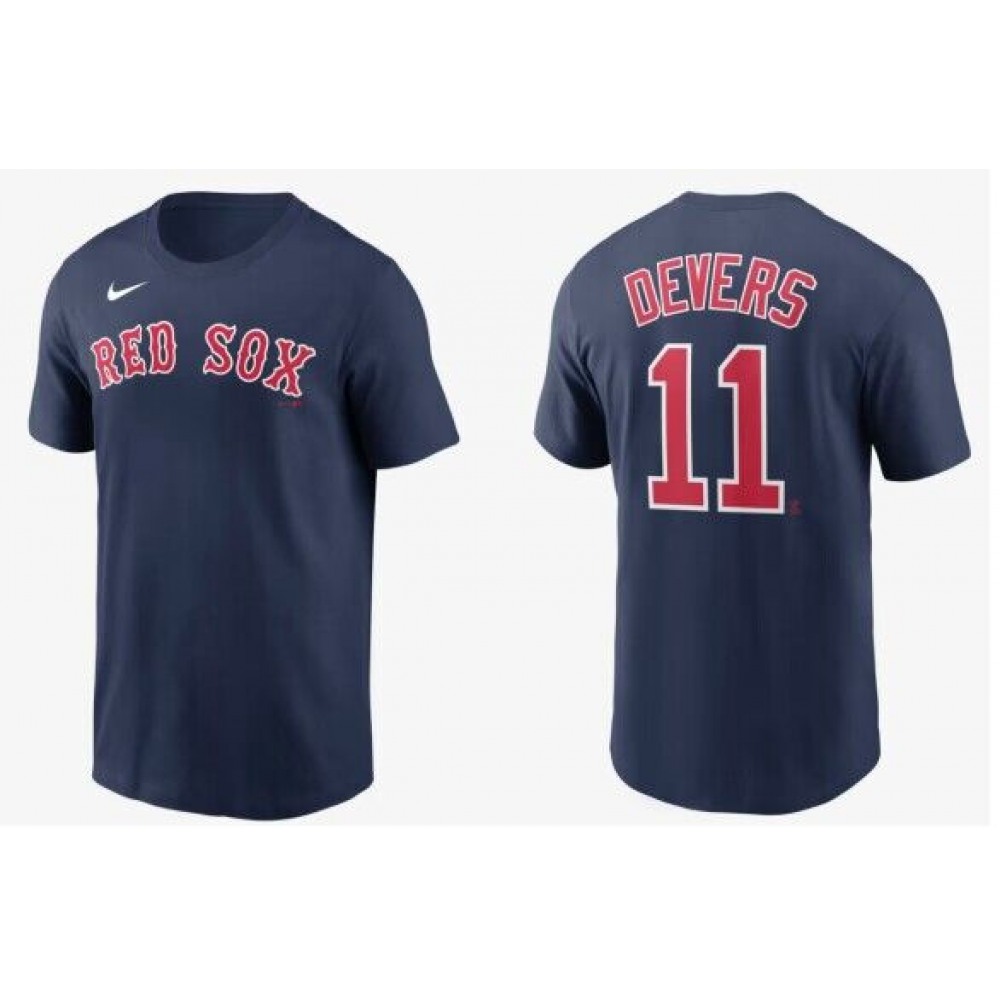 Men’s Boston Red Sox #11 Rafael Devers Navy T-Shirt