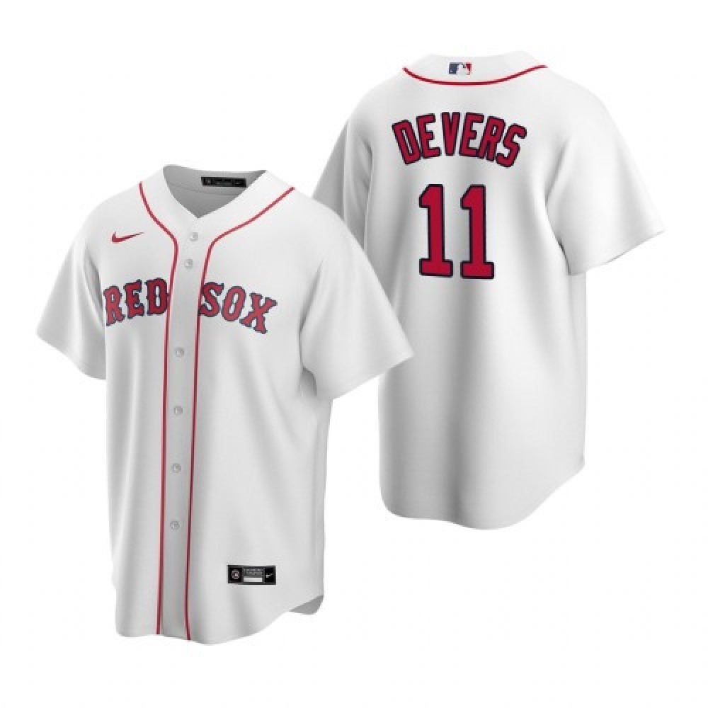 Men’s Boston Red Sox #11 Rafael Devers White Cool Base Stitched Jersey