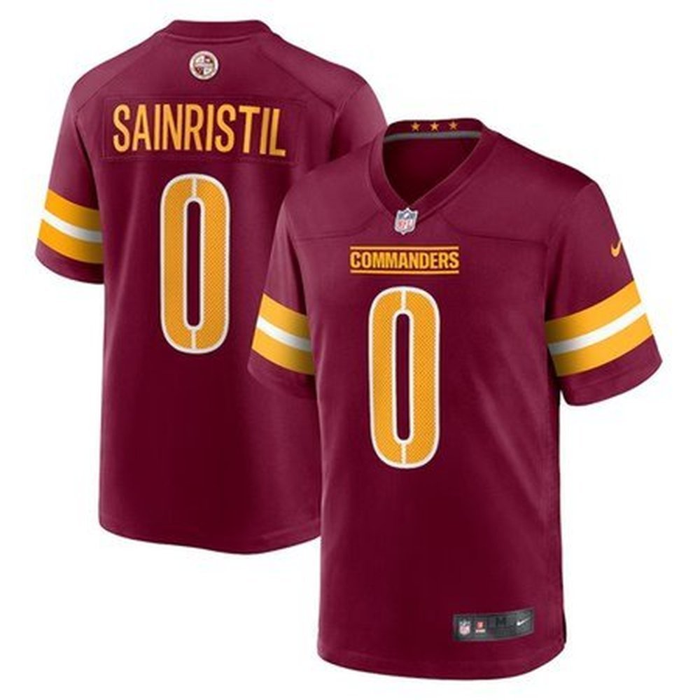 Men’s Washington Commanders #0 Mike Sainristil Nike Burgundy Game Jersey