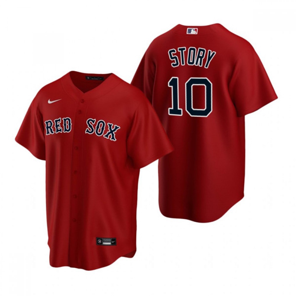 Men’s Boston Red Sox #10 Trevor Story Red Cool Base Stitched Baseball Jersey