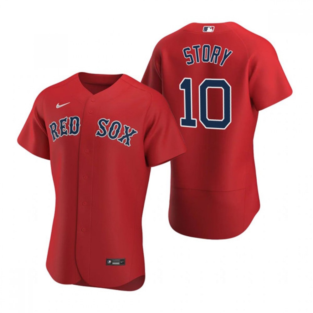 Men’s Boston Red Sox #10 Trevor Story Red Flex Base Stitched Baseball Jersey