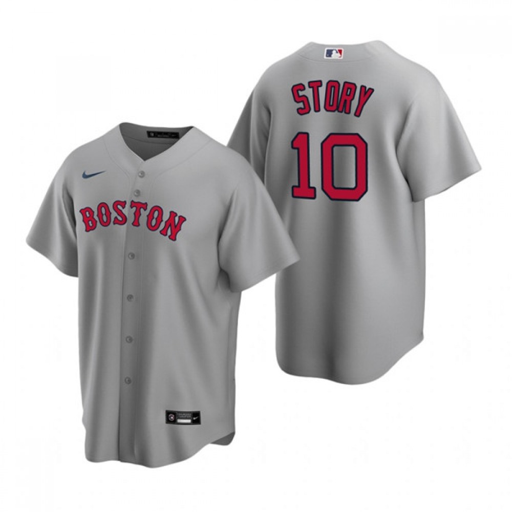 Men’s Boston Red Sox #10 Trevor Story Grey Cool Base Stitched Baseball Jersey