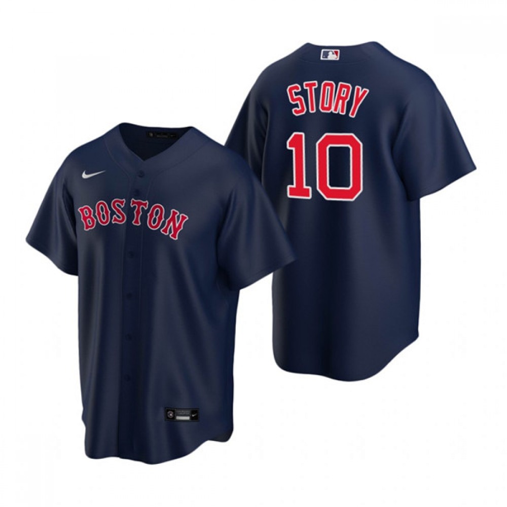 Men’s Boston Red Sox #10 Trevor Story Navy Cool Base Stitched Baseball Jersey