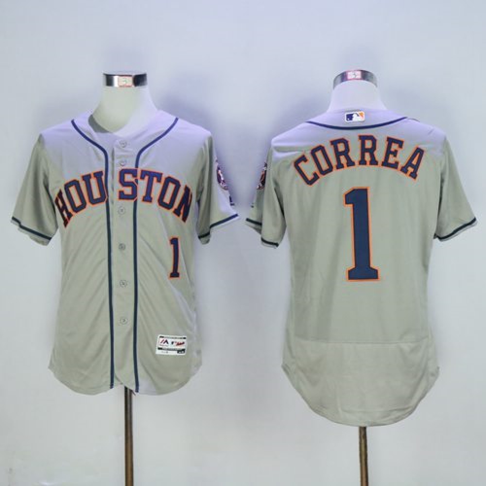 Astros #1 Carlos Correa Grey Flexbase Authentic Collection Stitched MLB Jersey