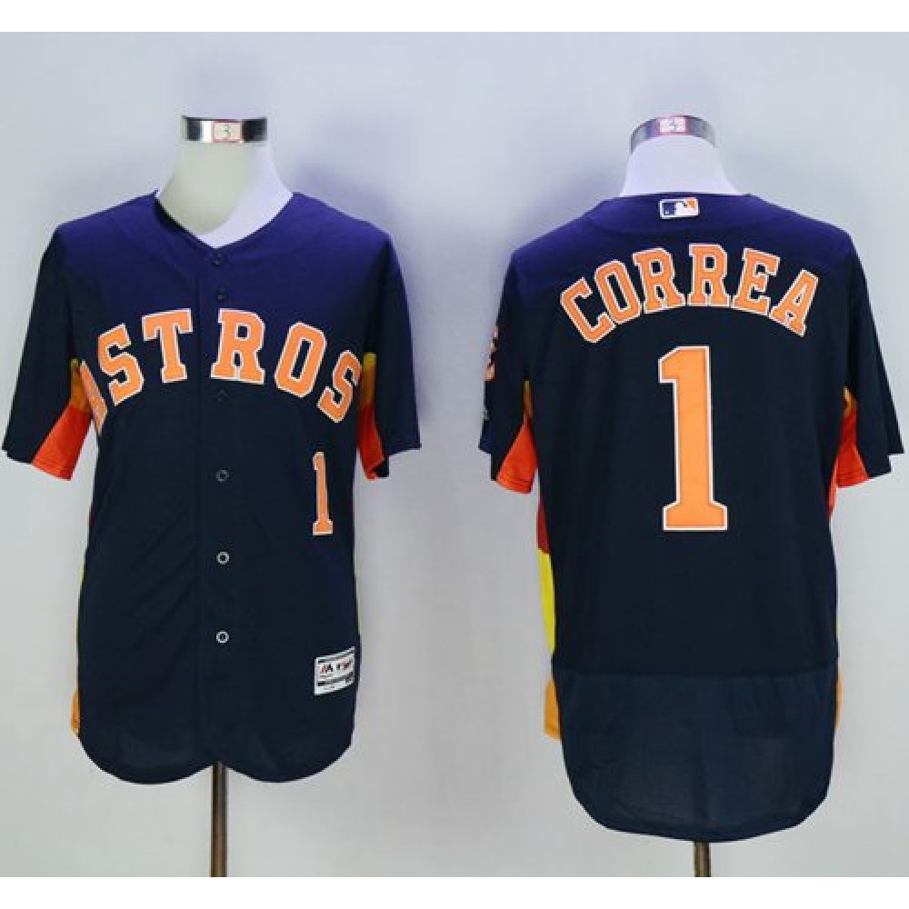 Astros #1 Carlos Correa Navy Blue Flexbase Authentic Collection Stitched MLB Jersey