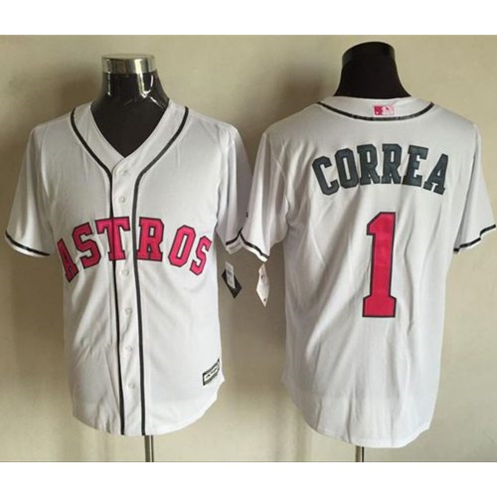 Astros #1 Carlos Correa White New Cool Base 2016 Mother’s Day Stitched MLB Jersey