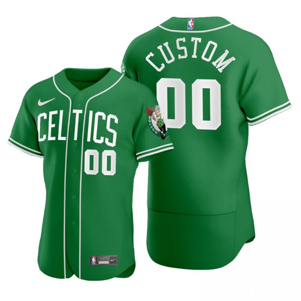 Men’s Boston Celtics Customized 2020 Green NBA X MLB Crossover Edition Stitched Jersey