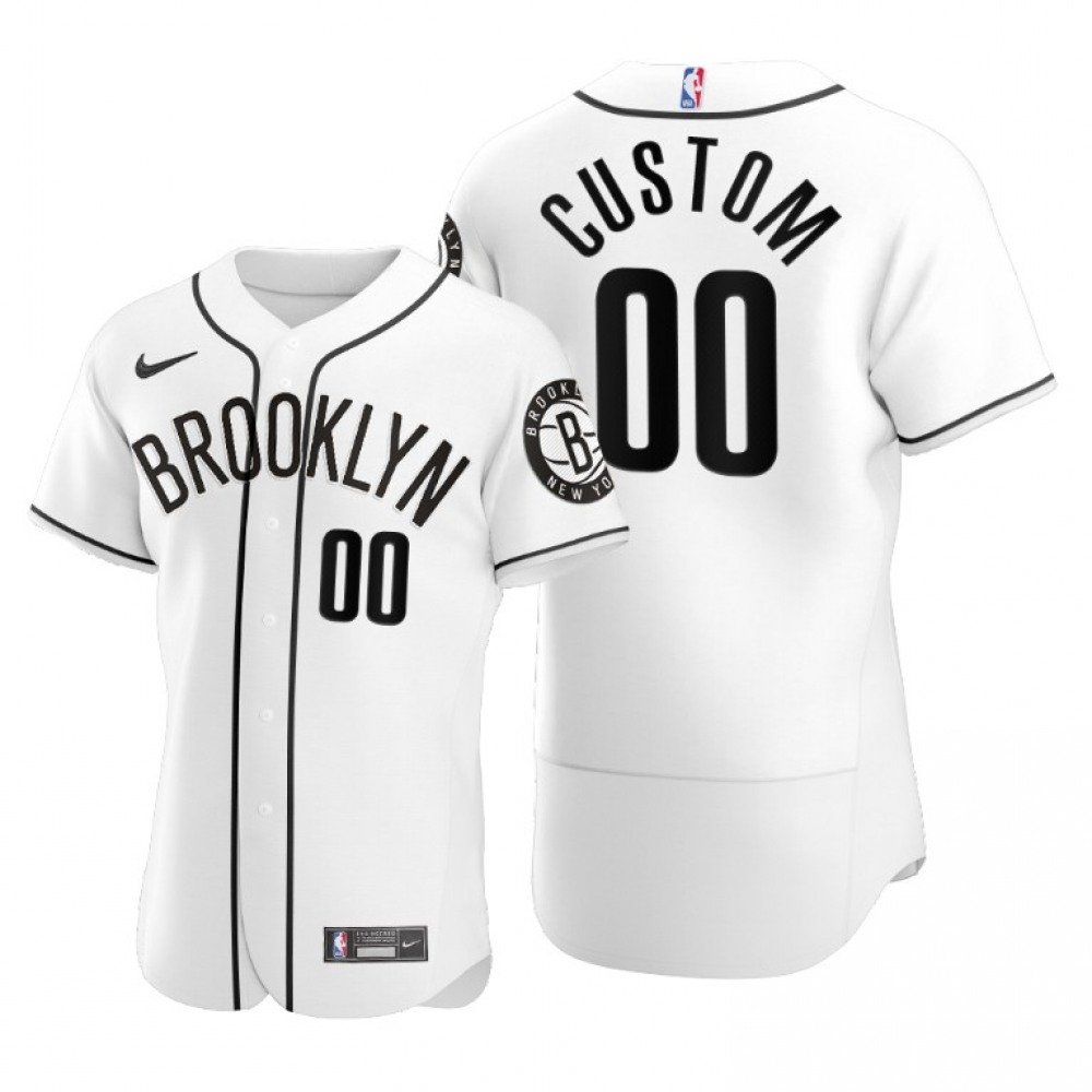 Men’s Brooklyn Nets Customized 2020 White NBA X MLB Crossover Edition Stitched Jersey