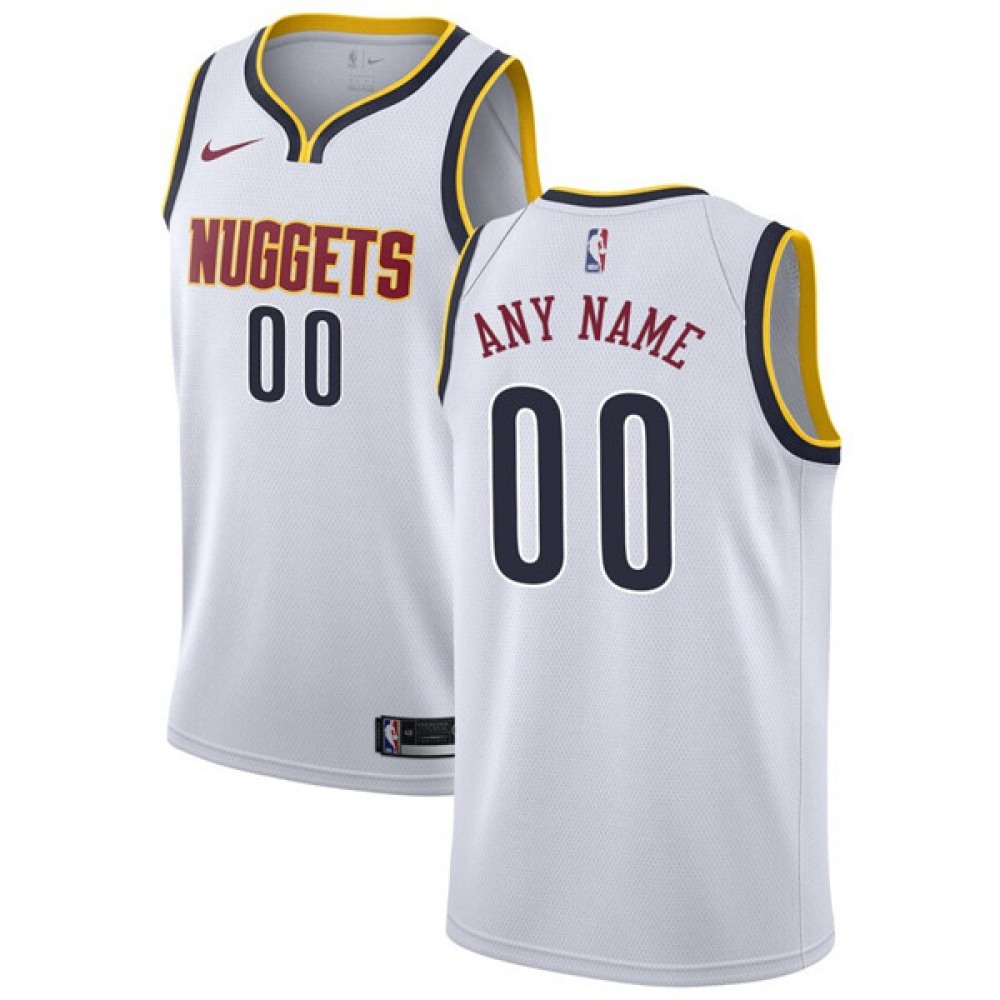 Men’s Denver Nuggets White Customized Stitched NBA Jersey