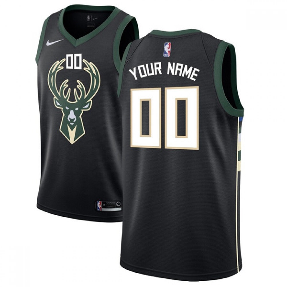Men’s Milwaukee Bucks Black Customized Stitched NBA Jersey