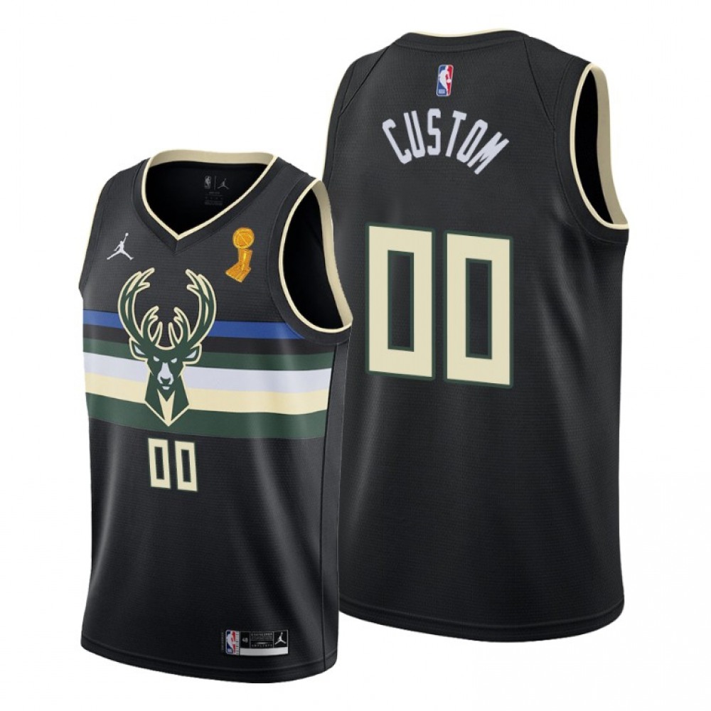 Men’s Milwaukee Bucks Customized 2021 Black Finals Champions Stitched Jersey