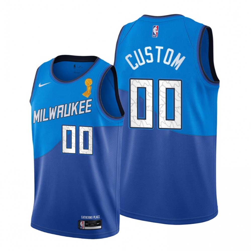 Men’s Milwaukee Bucks Customized 2021 Blue Finals Champions Stitched Jersey