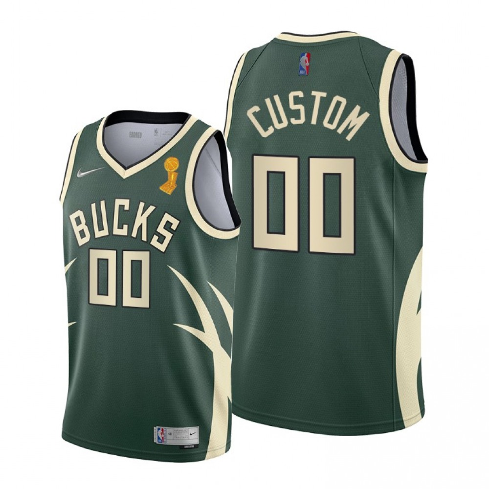 Men’s Milwaukee Bucks Customized 2021 Green Finals Champions Stitched Jersey