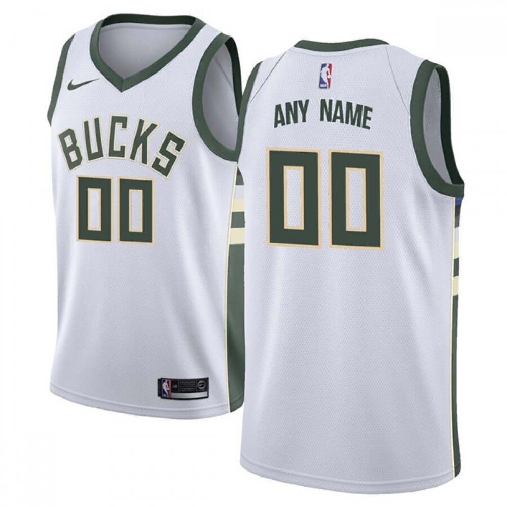 Men’s Milwaukee Bucks White Customized Stitched NBA Jersey