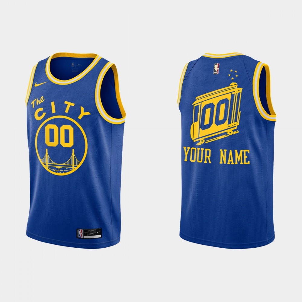 Men’s Golden State Warriors Blue Customized 2020-21 Hardwood Classics Stitched NBA Jersey