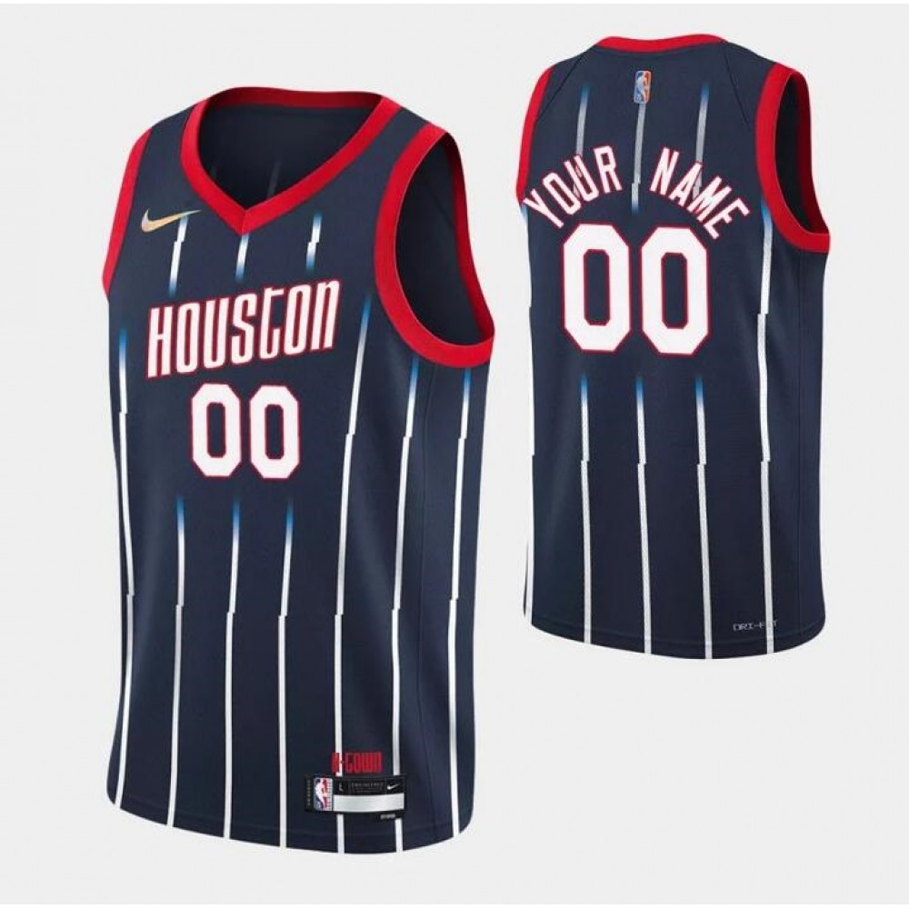 Men’s Houston Rockets Customized Navy 75th Anniversary Swingman Stitched Jersey