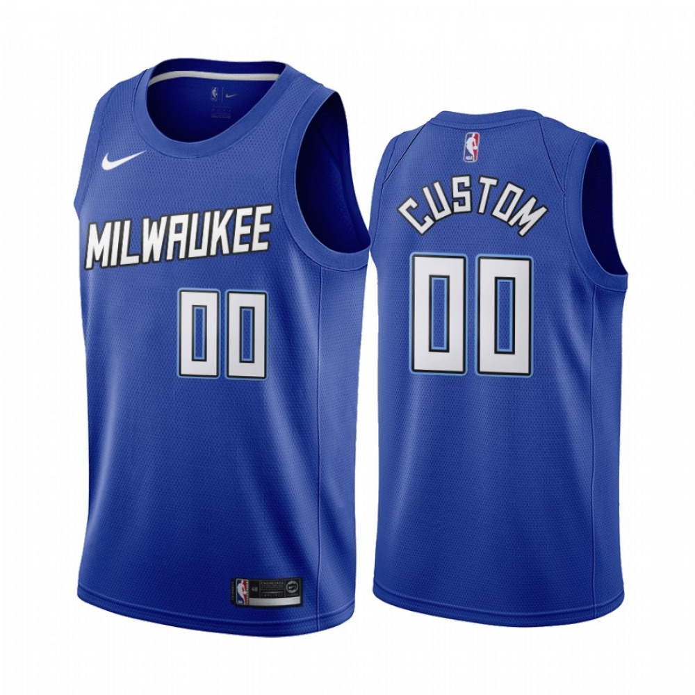 Men’s Milwaukee Bucks 2020 Blue City Edition Customized Stitched NBA Jersey