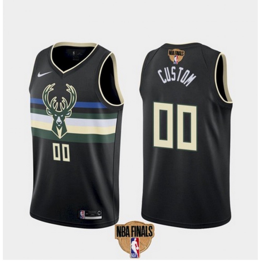 Men’s Milwaukee Bucks Customized 2021 NBA Finals Black Statement Edition Stitched Jersey