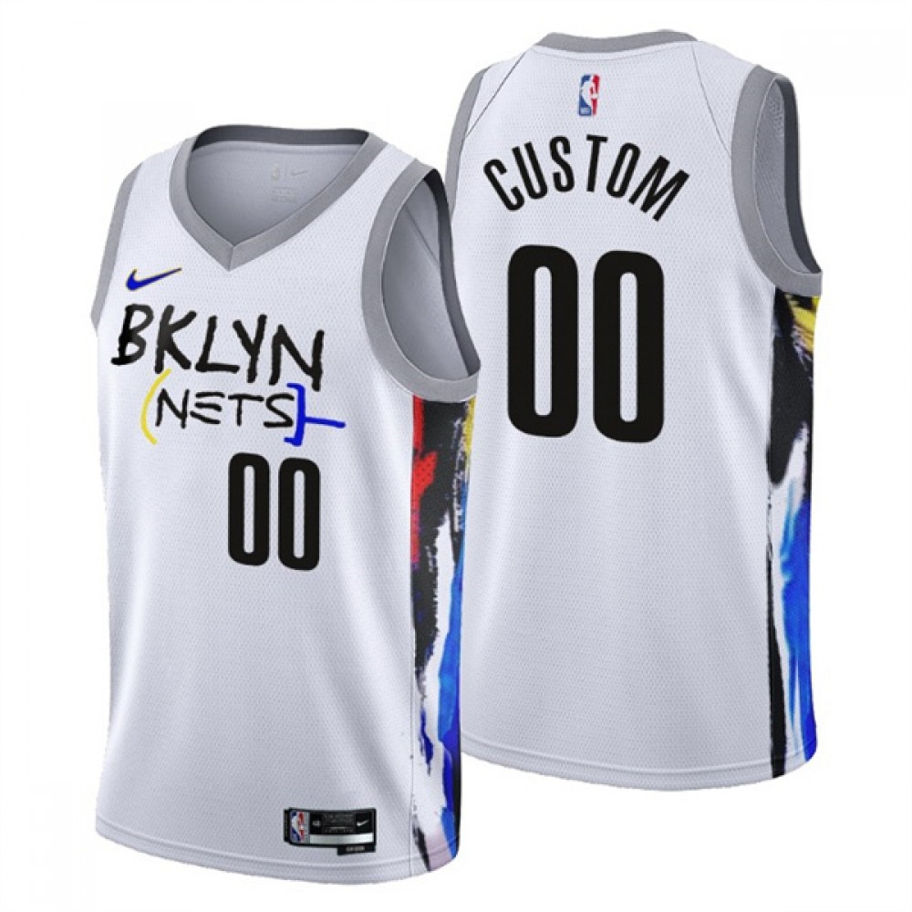 Men’s Brooklyn Nets Customized 2022/23 White City Edition Stitched Basketball Jersey