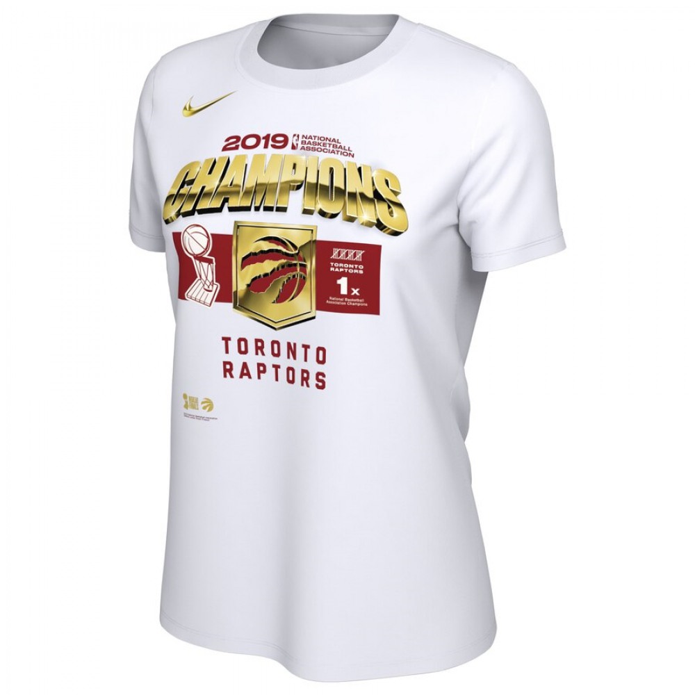 Women’s Toronto Raptors White 2019 NBA Finals Champions Locker Room T-Shirt