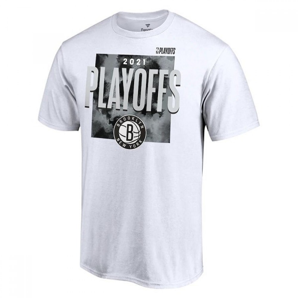 Men’s Brooklyn Nets 2021 White Playoff Bound Dunk T-Shirt