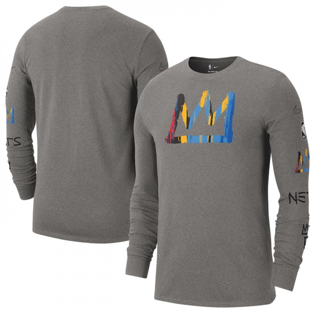 Men’s Brooklyn Nets Heather Charcoal 2022/23 City Edition Essential Expressive Long Sleeve T-Shirt