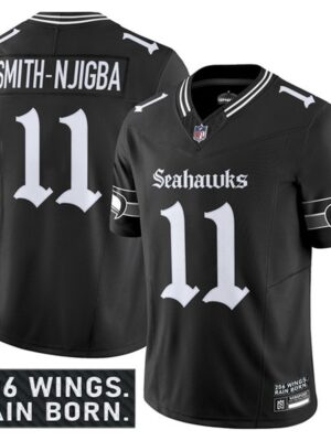 Men's Seattle Seahawks #11 Jaxon Smith-Njigba Black 2025 F.U.S.E. 'Gothic Rain City Shadows Edition' Vapor Limited Stitched Football Jersey