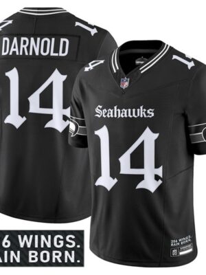Men's Seattle Seahawks #14 Sam Darnold Black 2025 F.U.S.E. 'Gothic Rain City Shadows Edition' Vapor Limited Stitched Football Jersey