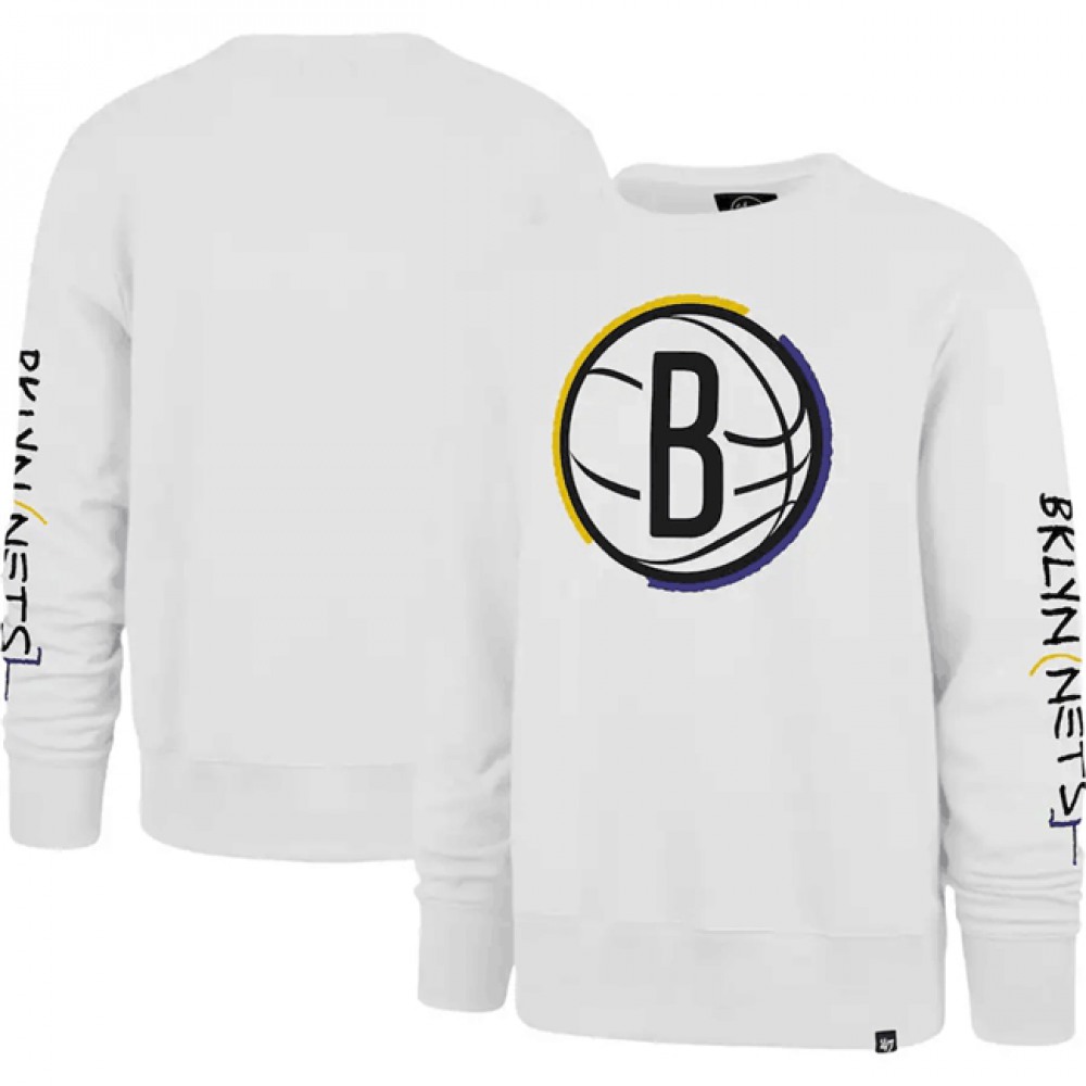 Men’s Brooklyn Nets ’47 White 2022/23 City Edition Two-Peat Headline Pullover Sweatshirt