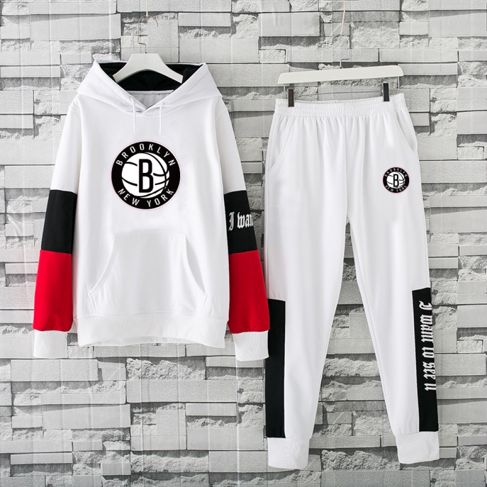 Men’s Brooklyn Nets 2019 White Tracksuits Hoodie Suit