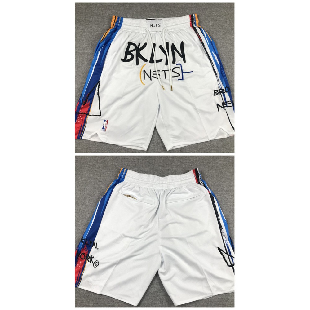 Men’s Brooklyn Nets White Shorts (Run Small)