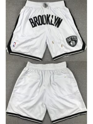 Men's Brooklyn Nets White Shorts (Run Small)