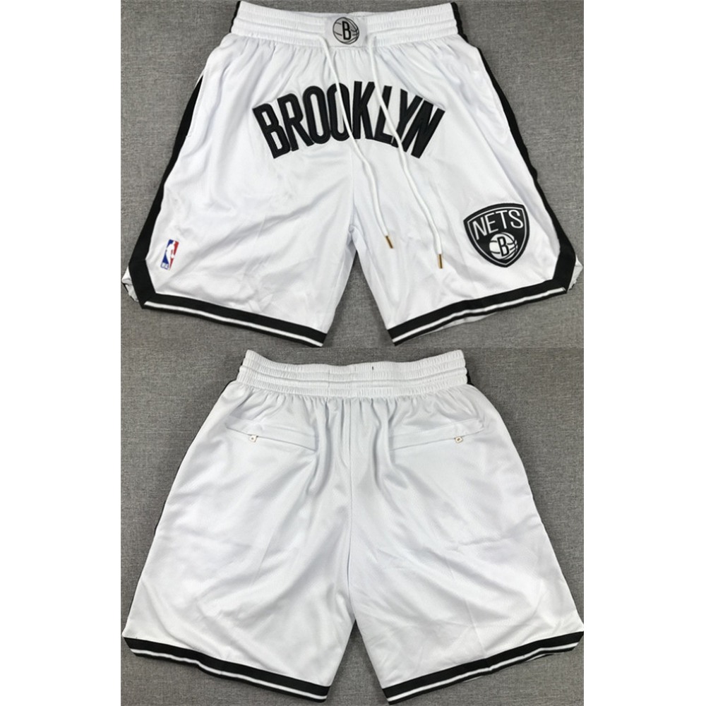 Men’s Brooklyn Nets White Shorts (Run Small)