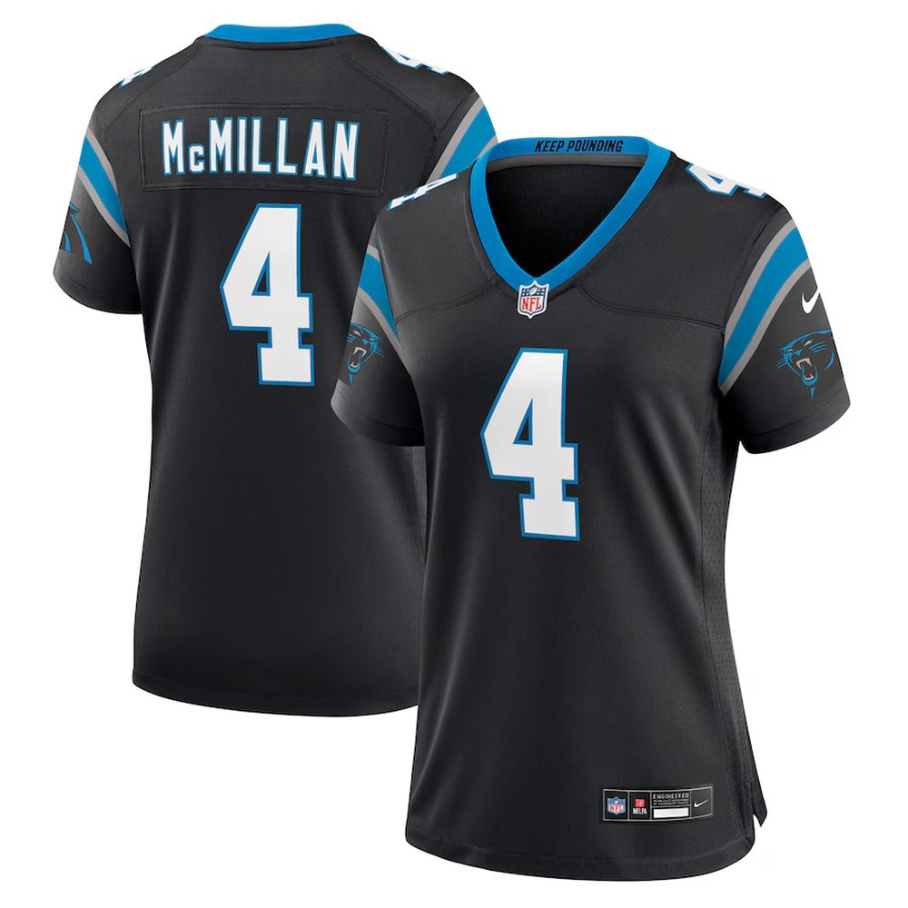 Women’s Carolina Panthers #4 Tetairoa McMillan Nike Black Team Game Jersey