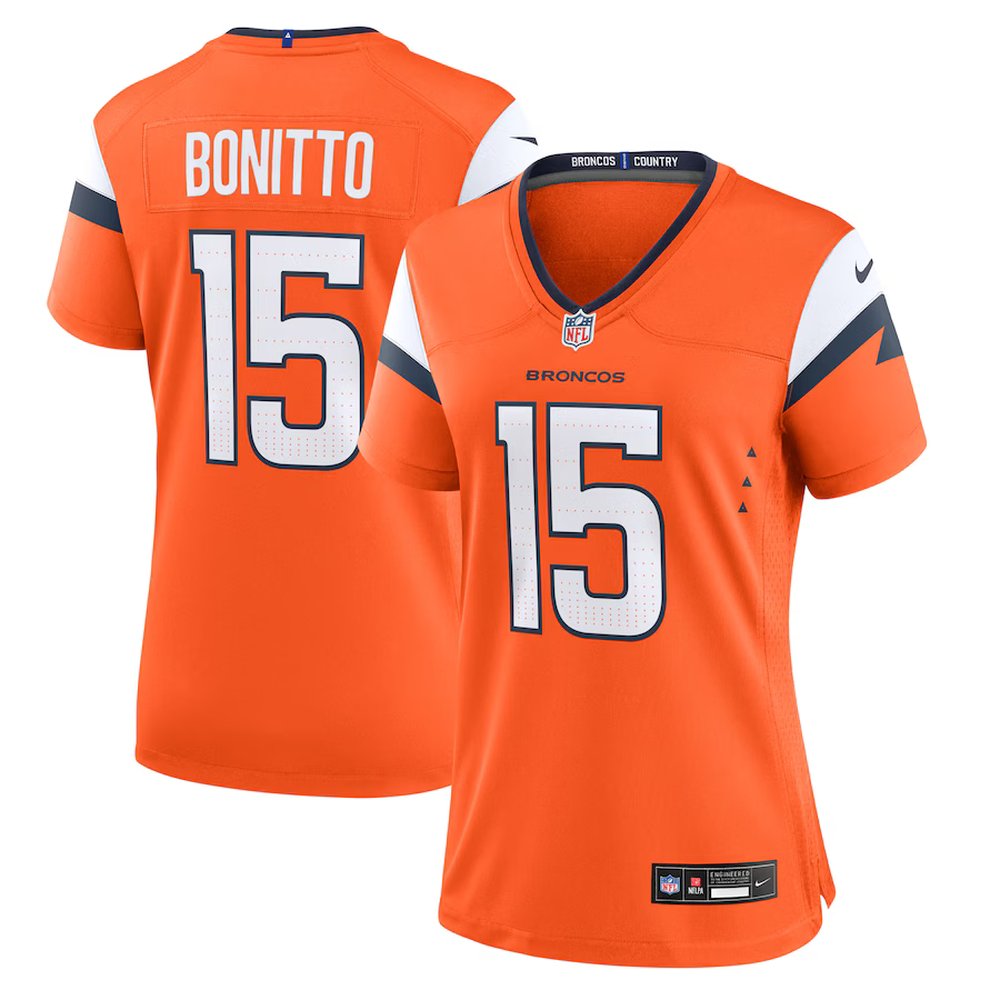 Women’s Denver Broncos #15 Nik Bonitto Nike Orange Team Game Jersey