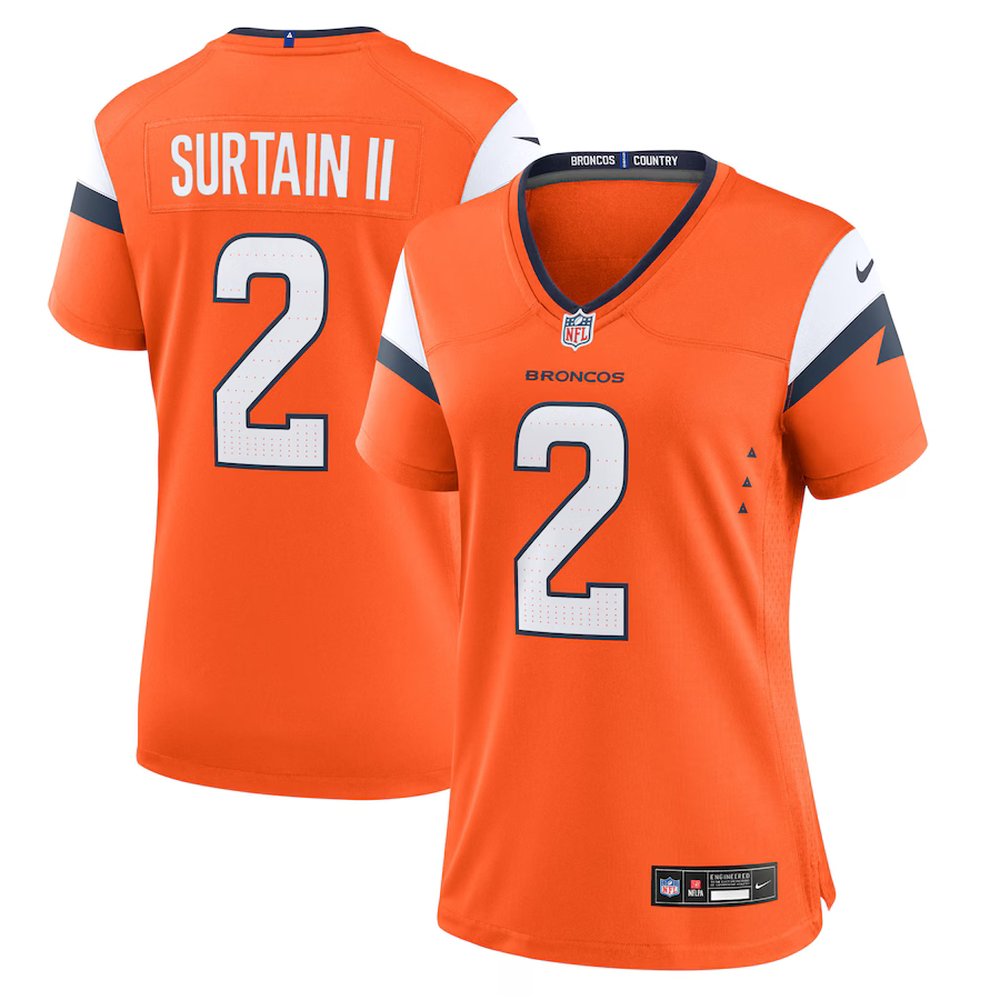 Women’s Denver Broncos #2 Patrick Surtain II Nike Orange Mile High Collection Game Jersey