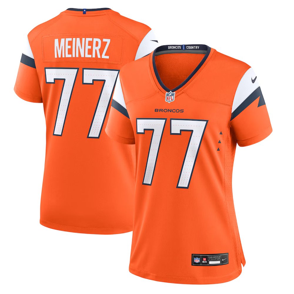 Women’s Denver Broncos #77 Quinn Meinerz Orange Alternate Game Jersey