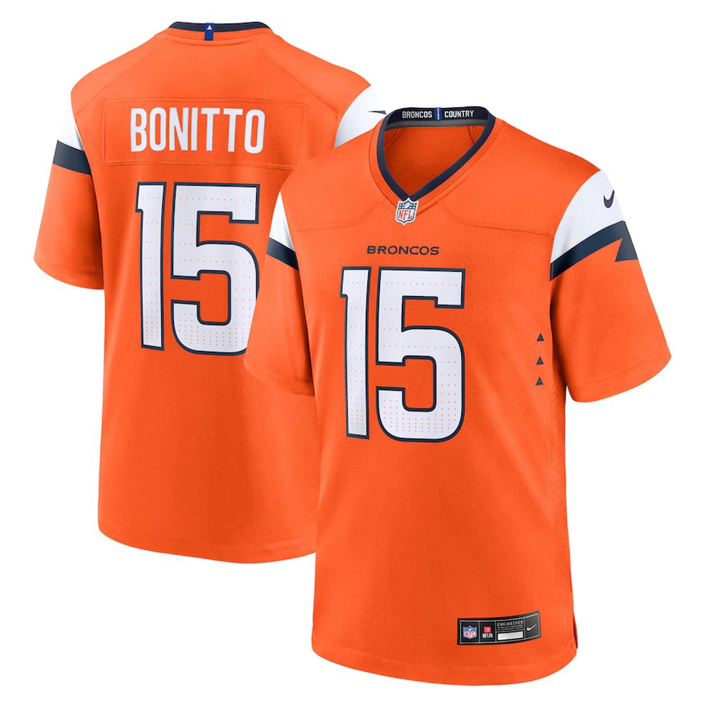 Men’s Denver Broncos #15 Nik Bonitto Nike Orange Team Game Jersey