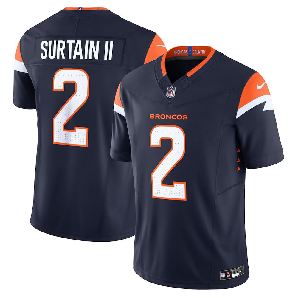 Men’s Denver Broncos #2 Patrick Surtain II Nike Navy Mile High Collection Vapor F.U.S.E. Limited Jersey