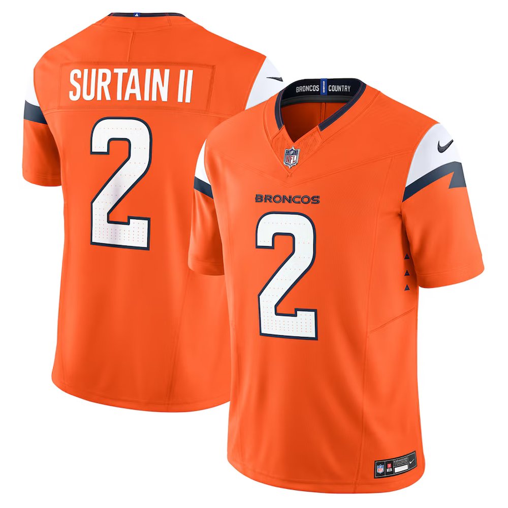 Men’s Denver Broncos #2 Patrick Surtain II Nike Orange Mile High Collection Vapor F.U.S.E. Limited Jersey