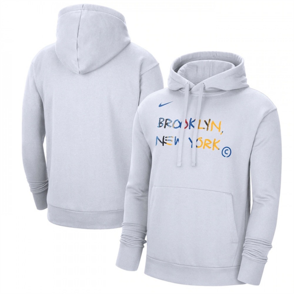 Men’s Brooklyn Nets White 2022/23 City Edition Essential Pullover Hoodie