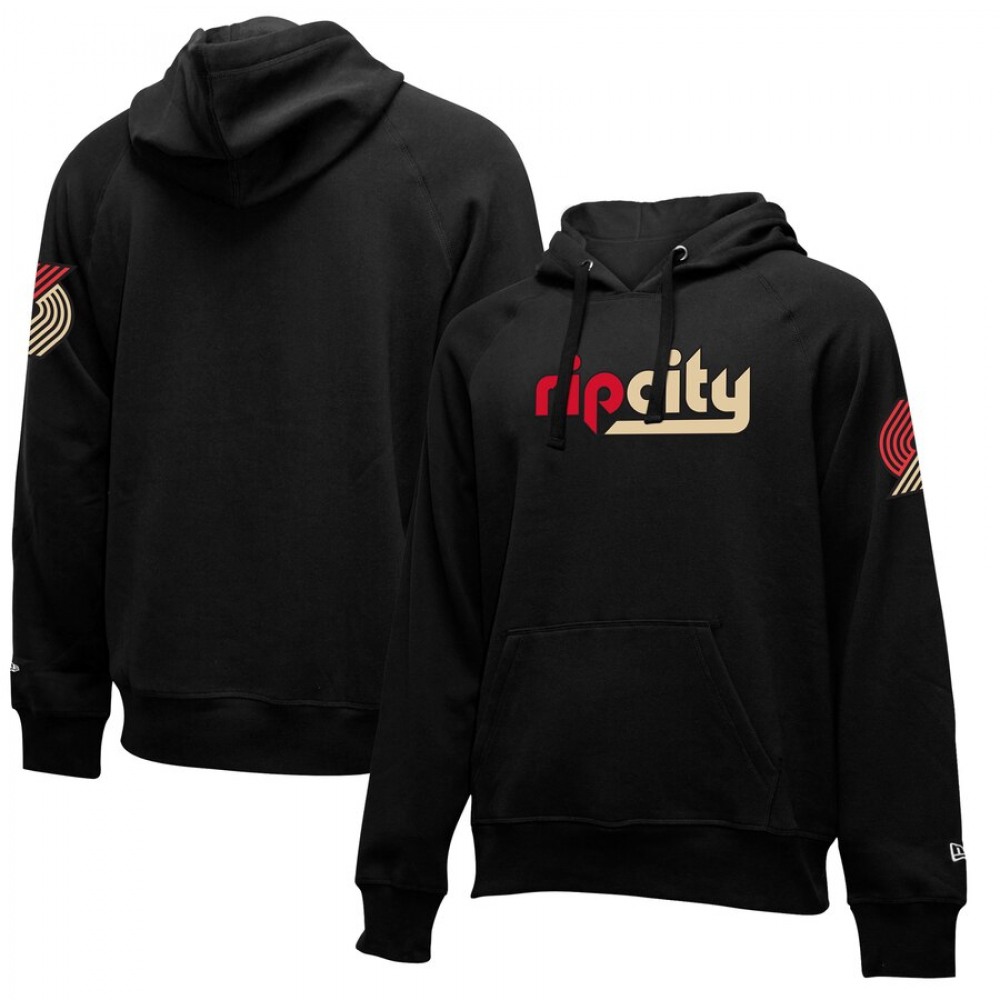 Men’s Portland Trail Blazers Black City Edition Logo Essential Pullover Hoodie