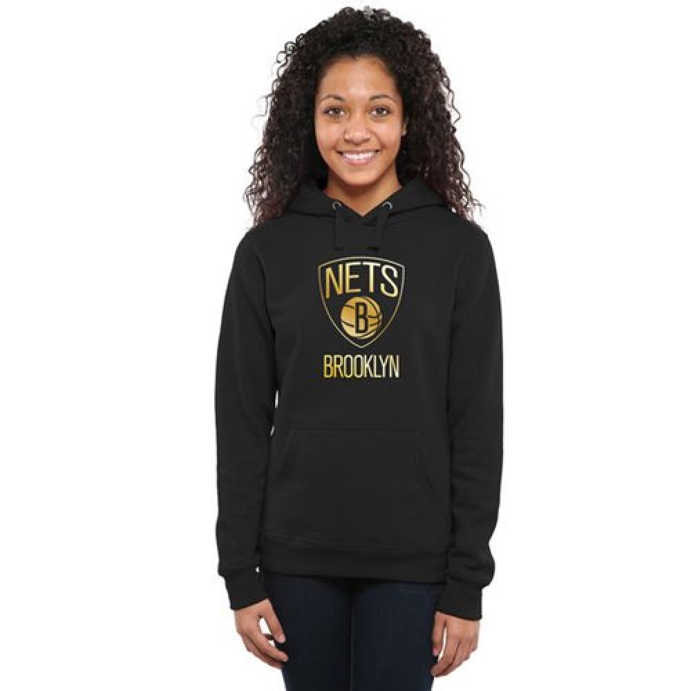 Women’s Brooklyn Nets Gold Collection Pullover Hoodie Black