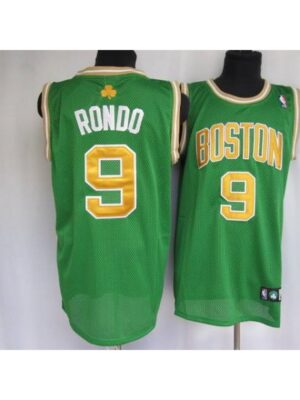 Celtics #9 Rajon Rondo Stitched Green Gold number NBA Jersey