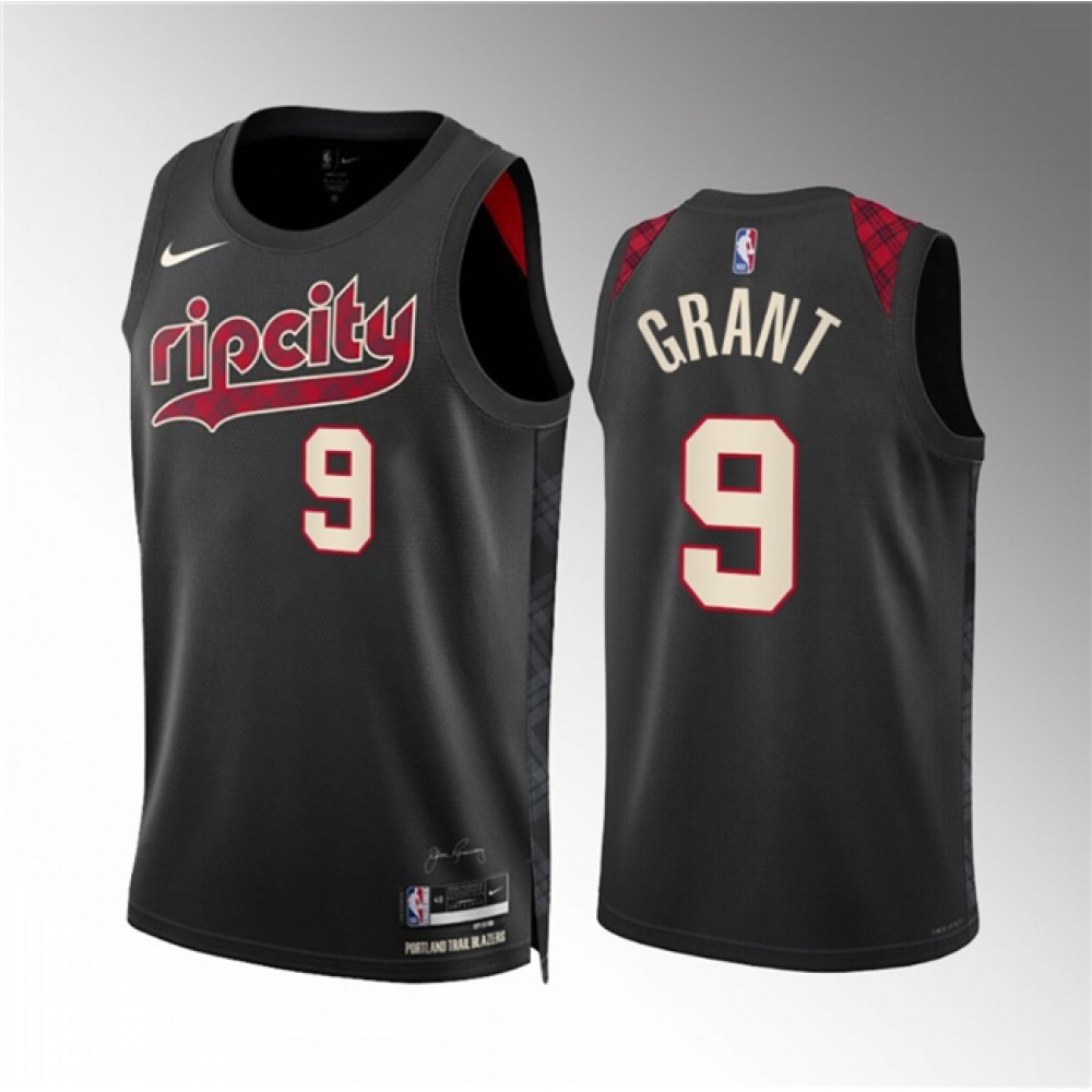 Men’s Portland Trail Blazers #9 Jerami Grant Black 2023/24 City Edition Stitched Basketball Jersey