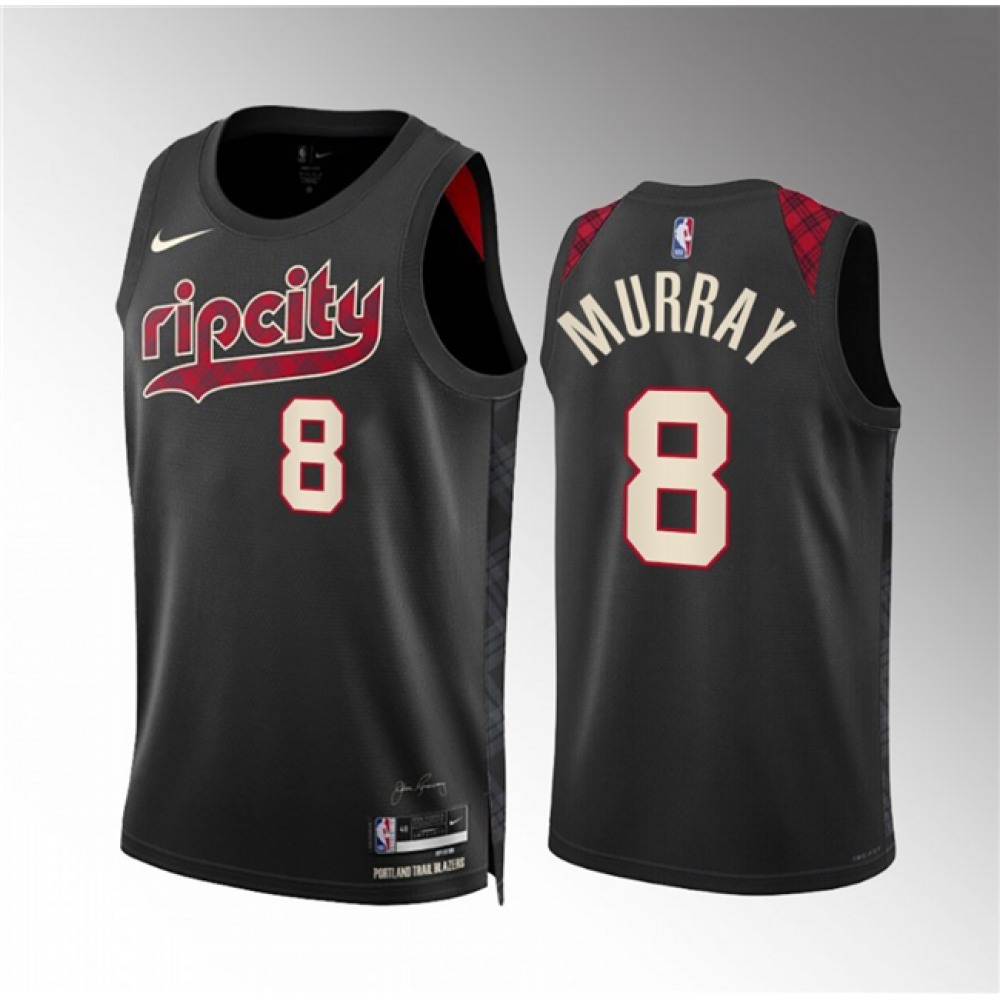 Men’s Portland Trail Blazers #8 Kris Murray Black 2023/24 City Edition Stitched Basketball Jersey